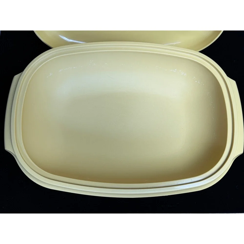 Vintage Tupperware: Microwave Roaster, Harvest Yellow, 2 Piece Set, USA Made